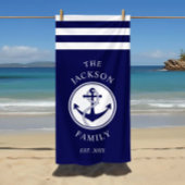 Serviette De Plage Nom de famille Bande d'Ancre du navire nautique