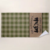 Serviette De Plage Nom de famille Cabine Arbres Sage Green Plaid Burl (Devant)