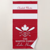 Serviette De Plage Nom de famille | Canadian Maple Leaf Custom (Devant)
