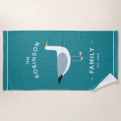 Serviette De Plage Nom de famille de la Mouette marine (Devant)