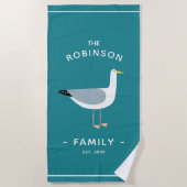 Serviette De Plage Nom de famille de la Mouette marine (Devant)