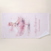 Serviette De Plage Nom de famille du ballerine de Noël (Devant)