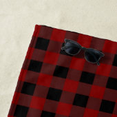 Serviette De Plage Nom de famille du cabine Red Black Buffalo Plaid (En situation)