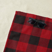 Serviette De Plage Nom de famille du cabine Red Buffalo Plaid (En situation)