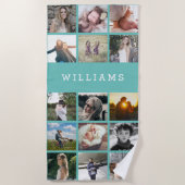 Serviette De Plage Nom de famille personnalisé Collage photo (Devant)