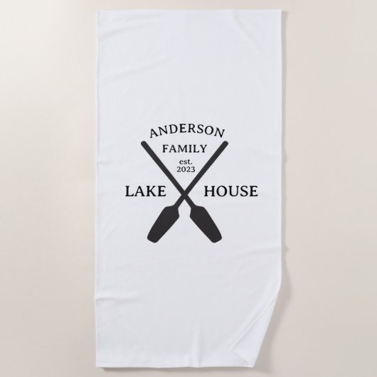 Serviette De Plage Nom de famille personnalisé Lake House (Devant)