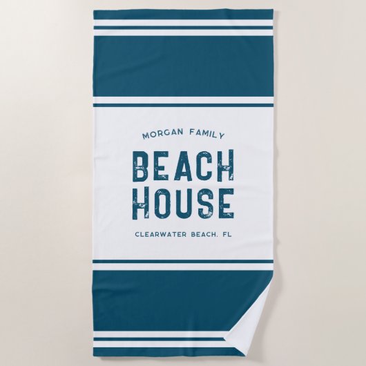 Serviette De Plage Nom de famille Summer Vacation Beach House (Devant)