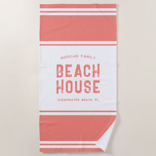 Serviette De Plage Nom de famille Summer Vacation Beach House
