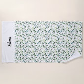 Serviette De Plage Nom de feuille verte du motif aquarelle (Devant)