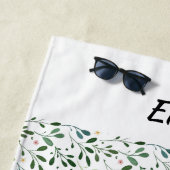 Serviette De Plage Nom de feuille verte du motif aquarelle (En situation)