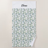 Serviette De Plage Nom de feuille verte du motif aquarelle (Devant)