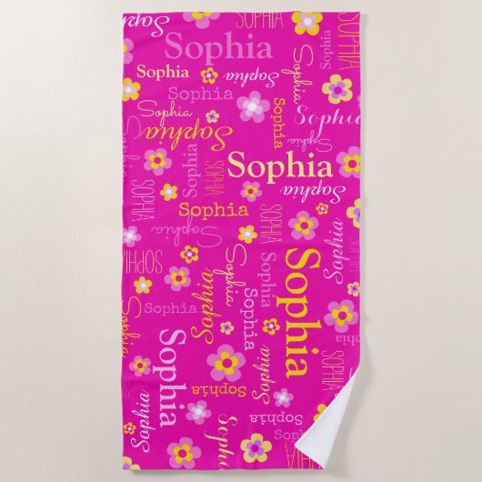 serviette de plage nom de fleurs de Sophia (Devant)