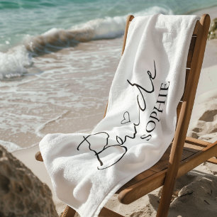 Serviette De Plage Nom de la mariée personnalisée élégant Personnal