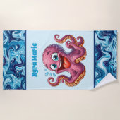 Serviette De Plage Nom de la pieuvre des enfants mignons (Devant)