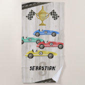 Serviette De Plage Nom de la voiture de course pour enfants été (Devant)