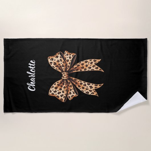 Serviette De Plage Nom de l'arc léopard noir (Devant)