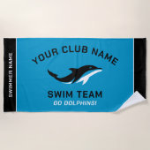 Serviette De Plage Nom de l'équipe de bain bleu personnalisé (Devant)