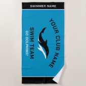 Serviette De Plage Nom de l'équipe de bain bleu personnalisé (Devant)
