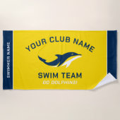 Serviette De Plage Nom de l'équipe de nage de la marine jaune personn (Devant)