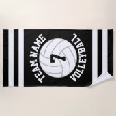 Serviette De Plage Nom de l'équipe de volley-ball personnalisée et nu (Devant)