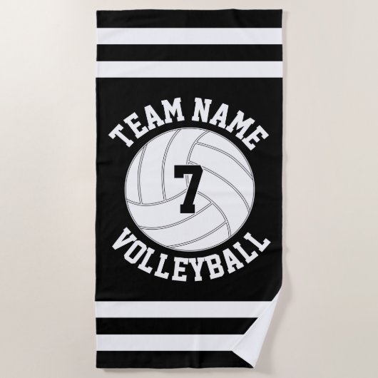 Serviette De Plage Nom de l'équipe de volley-ball personnalisée et nu (Devant)