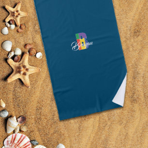 Serviette De Plage Nom de lettre coloré de luxe le plus simple B bleu