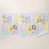 Serviette De Plage Nom de longue fille personnalisé avec des bébés an (Devant)