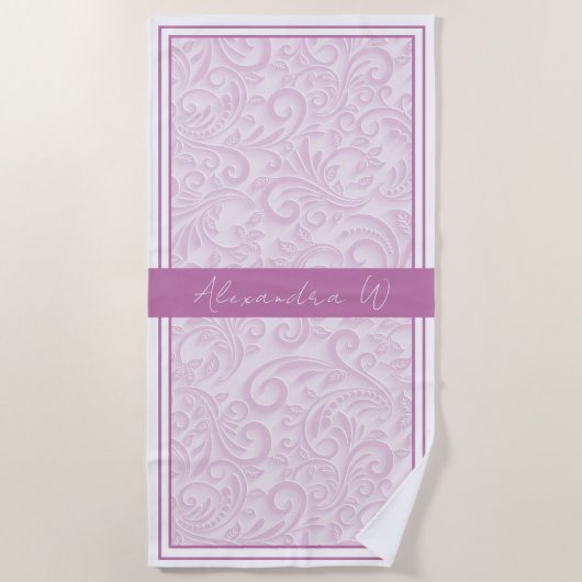 Serviette De Plage Nom de monogramme de fleur de prunier élégant en d (Devant)