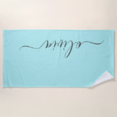 Serviette De Plage Nom de monogramme girly de script moderne sarcelle (Devant)