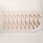 Serviette De Plage Nom de script Dégradé beige répétitif Nom (Devant)