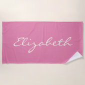 Serviette De Plage Nom de script manuscrit élégant rose      (Devant)