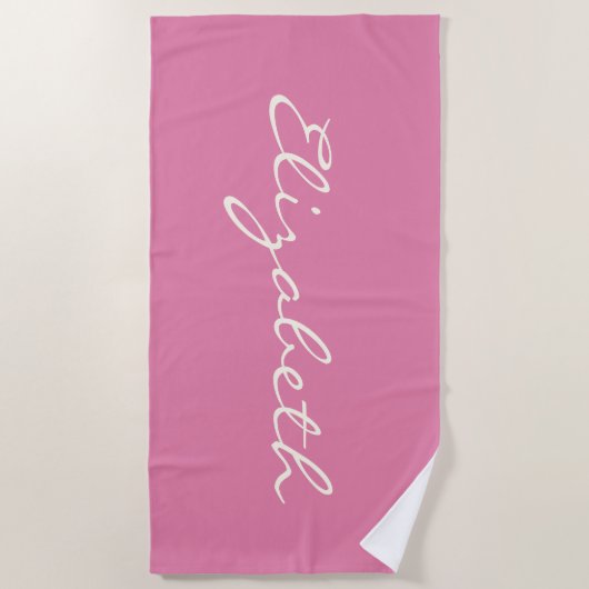 Serviette De Plage Nom de script manuscrit élégant rose      (Devant)