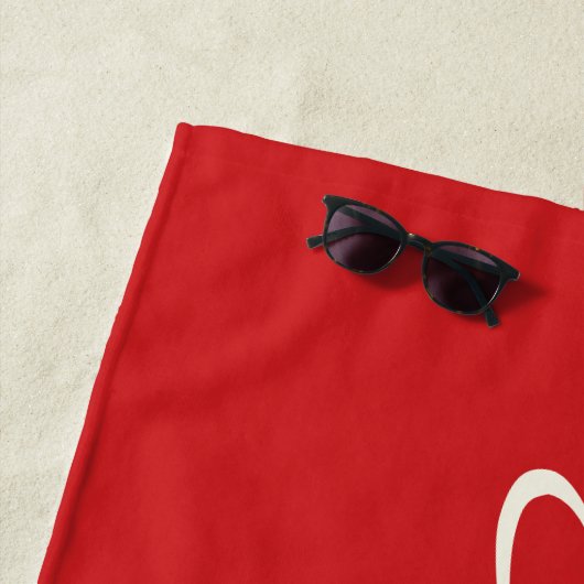Serviette De Plage Nom de script manuscrit rouge élégant     (En situation)