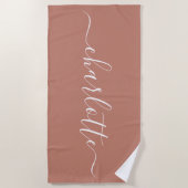 Serviette De Plage Nom de script tendance mignon personnalisé en terr (Devant)