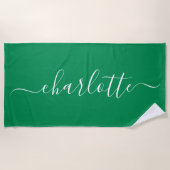 Serviette De Plage Nom de script vert de Kelly tendance (Devant)