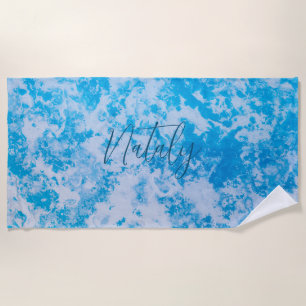 Serviette De Plage Nom de surface de la planète de glace bleue et bla