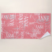 Serviette De Plage Nom de typographie Motif rose (Devant)