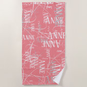 Serviette De Plage Nom de typographie Motif rose (Devant)