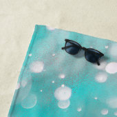 Serviette De Plage Nom des bulles gris turquoise (En situation)