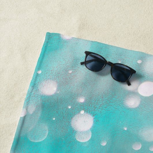 Serviette De Plage Nom des bulles gris turquoise (En situation)