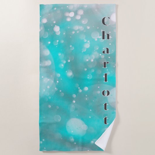 Serviette De Plage Nom des bulles gris turquoise (Devant)