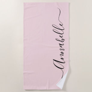 Serviette De Plage Nom des filles personnalisées rose pâle