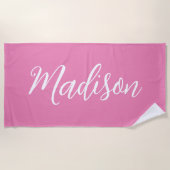 Serviette De Plage Nom des filles roses tendance Script manuscrit per (Devant)