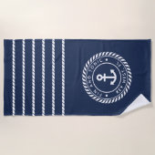 Serviette De Plage Nom du bateau de la marine nautique et de l'Ancre  (Devant)