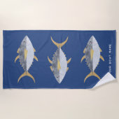 Serviette De Plage Nom du bateau de pêche au thon (Devant)