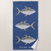 Serviette De Plage Nom du bateau de pêche au thon (Devant)