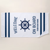 Serviette De Plage Nom du bateau de plaisance Accueil nautique à bord (Devant)