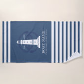 Serviette De Plage Nom du bateau du phare nautique personnalisé (Devant)