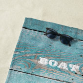 Serviette De Plage Nom du bateau nautique Ancre Bois rustique (En situation)