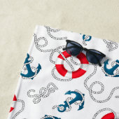 Serviette De Plage Nom du bateau nautique Ancre corde bleu marine (En situation)